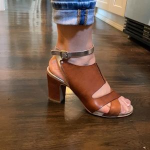 Sixty Seven heels, 8.5 Leather with Silver Strap